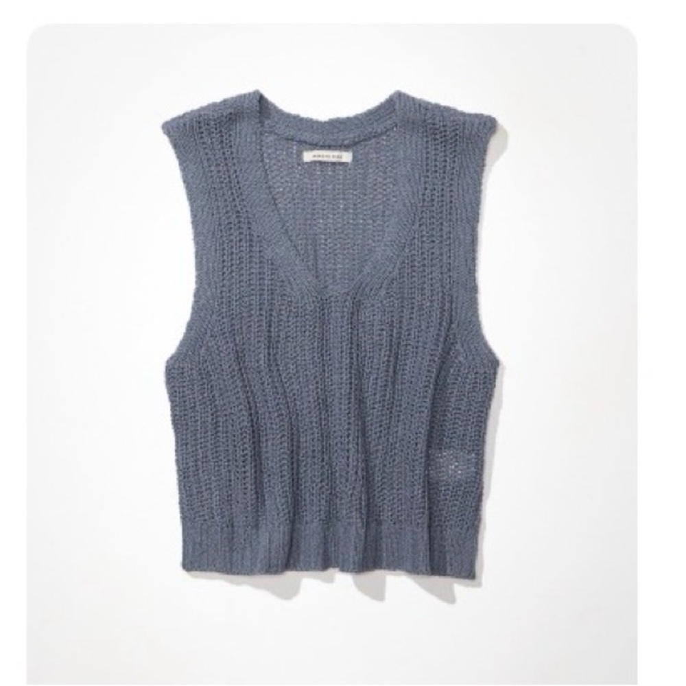 American eagle Women's Blue Knit Sweater Vest